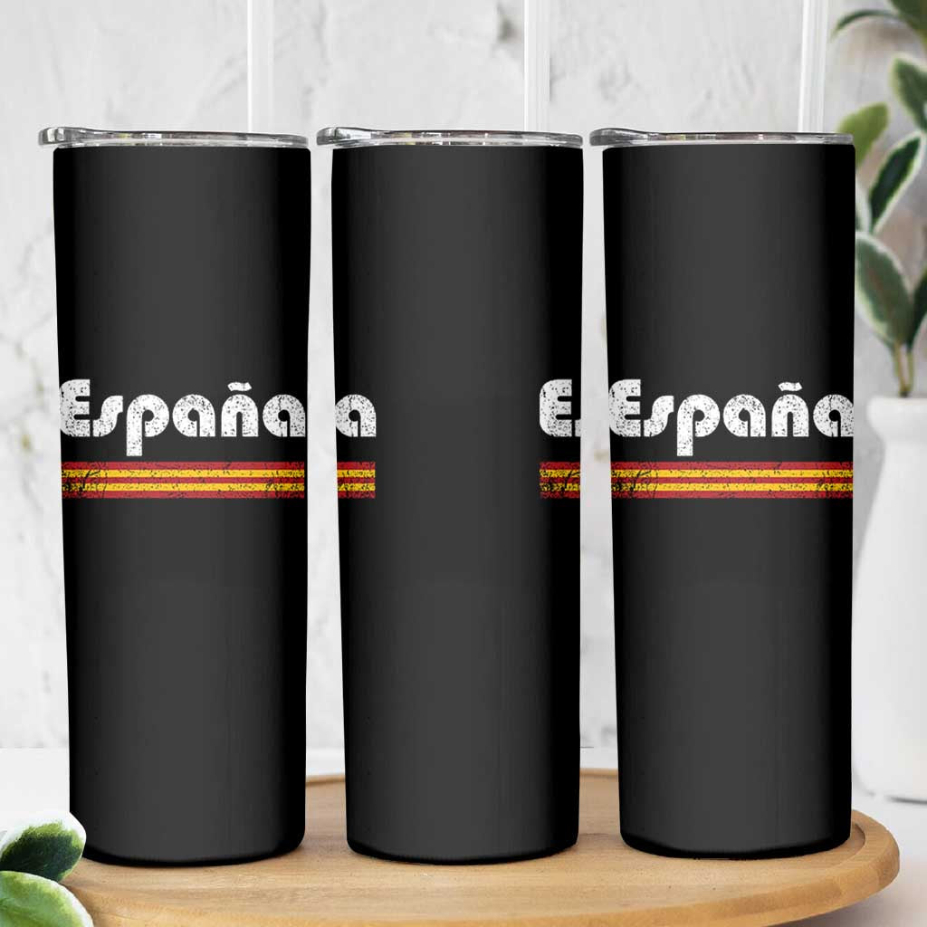 Vintage Espana Espanol Retro Distressed Graphic Skinny Tumbler Patriotic Spanish Spain Flag Heritage Pride Souvenir