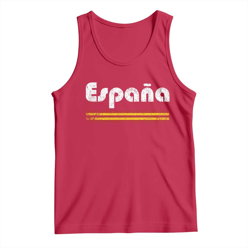 Vintage Espana Espanol Retro Distressed Graphic Tank Top Patriotic Spanish Spain Flag Heritage Pride Souvenir