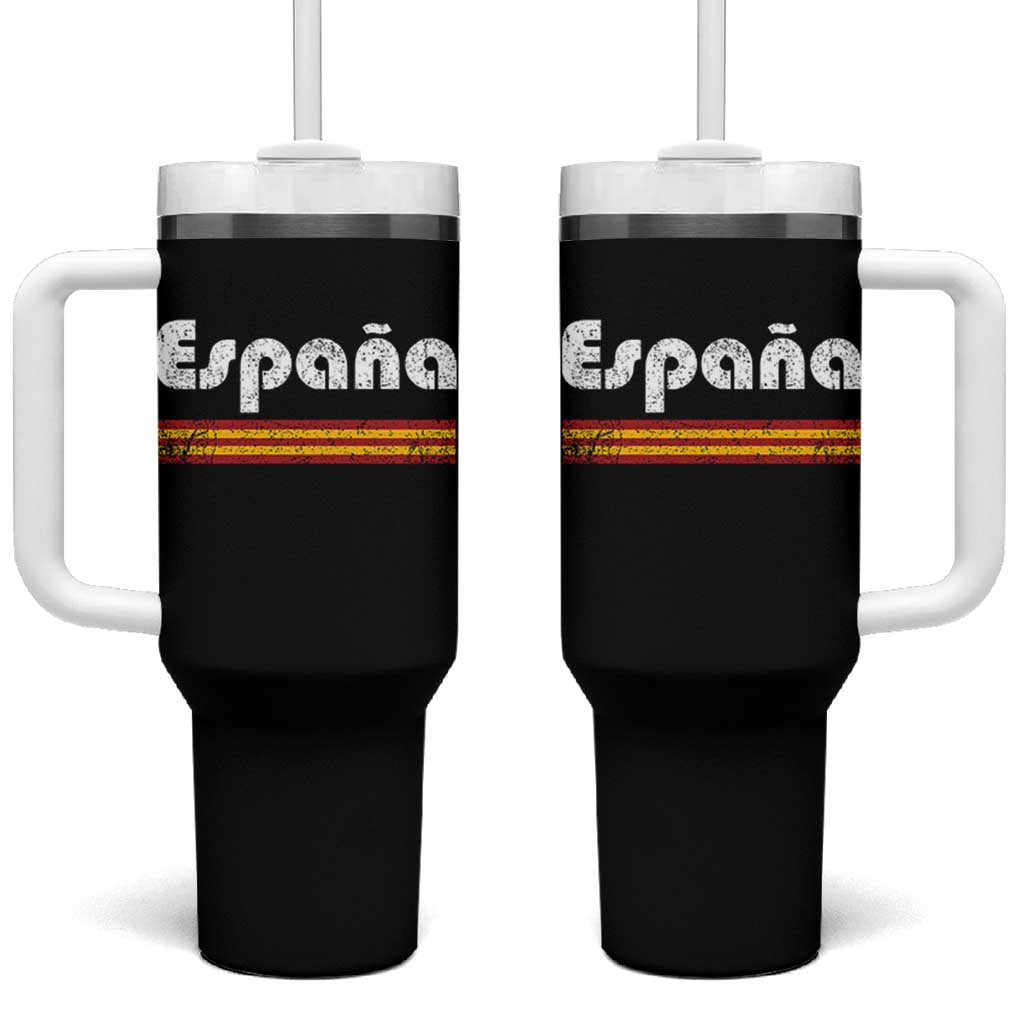 Vintage Espana Espanol Retro Distressed Graphic Tumbler With Handle Patriotic Spanish Spain Flag Heritage Pride Souvenir