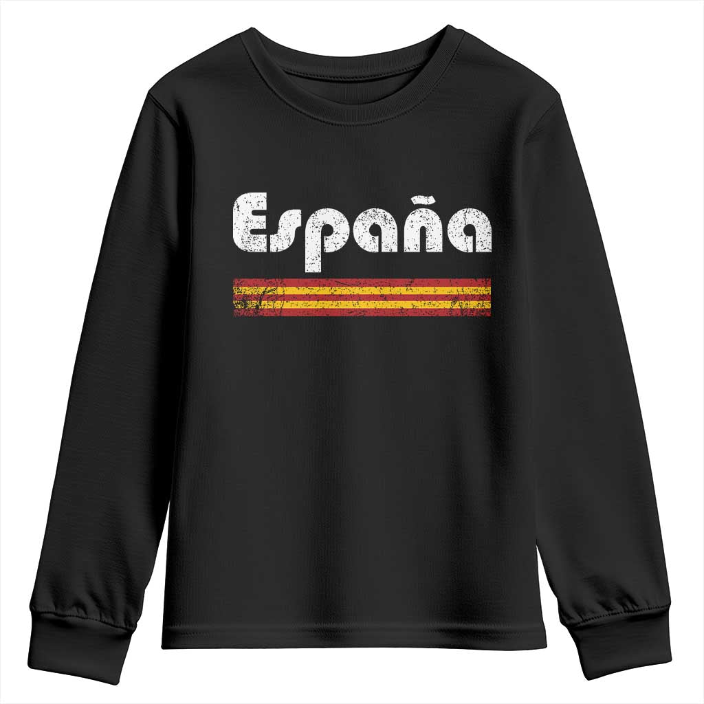 Vintage Espana Espanol Retro Distressed Graphic Youth Sweatshirt Patriotic Spanish Spain Flag Heritage Pride Souvenir