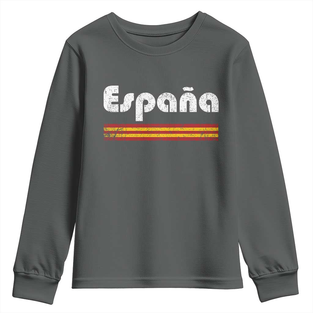 Vintage Espana Espanol Retro Distressed Graphic Youth Sweatshirt Patriotic Spanish Spain Flag Heritage Pride Souvenir
