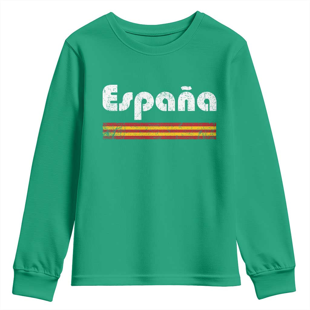 Vintage Espana Espanol Retro Distressed Graphic Youth Sweatshirt Patriotic Spanish Spain Flag Heritage Pride Souvenir