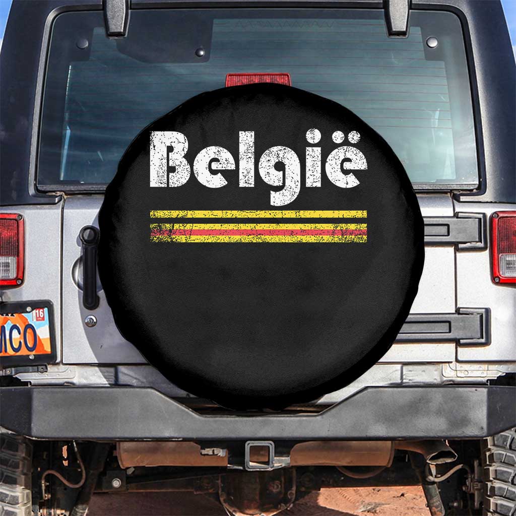 Retro Belgie Belgium Flag Distressed Graphic in Dutch Spare Tire Cover Proud Belgian Heritage and Country Roots Pride Gift