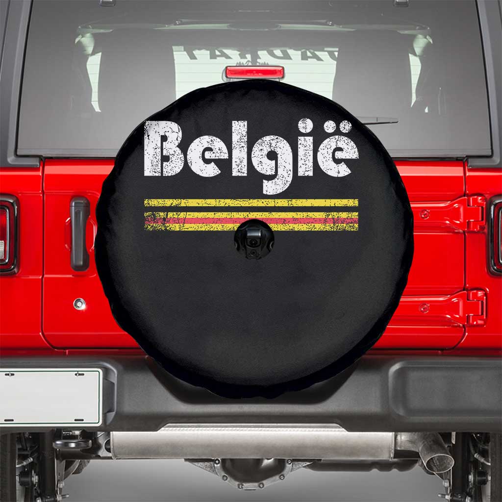 Retro Belgie Belgium Flag Distressed Graphic in Dutch Spare Tire Cover Proud Belgian Heritage and Country Roots Pride Gift