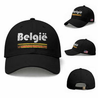 Retro Belgie Belgium Flag Distressed Graphic in Dutch Baseball Cap Proud Belgian Heritage and Country Roots Pride Gift