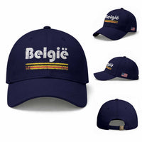 Retro Belgie Belgium Flag Distressed Graphic in Dutch Baseball Cap Proud Belgian Heritage and Country Roots Pride Gift