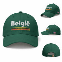 Retro Belgie Belgium Flag Distressed Graphic in Dutch Baseball Cap Proud Belgian Heritage and Country Roots Pride Gift