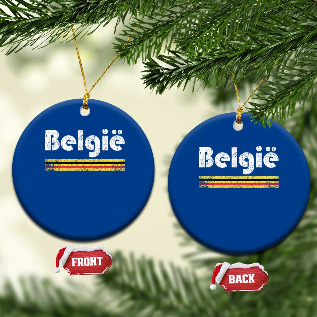 Retro Belgie Belgium Flag Distressed Graphic in Dutch Ceramic Ornament Proud Belgian Heritage and Country Roots Pride Gift
