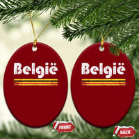 Retro Belgie Belgium Flag Distressed Graphic in Dutch Ceramic Ornament Proud Belgian Heritage and Country Roots Pride Gift