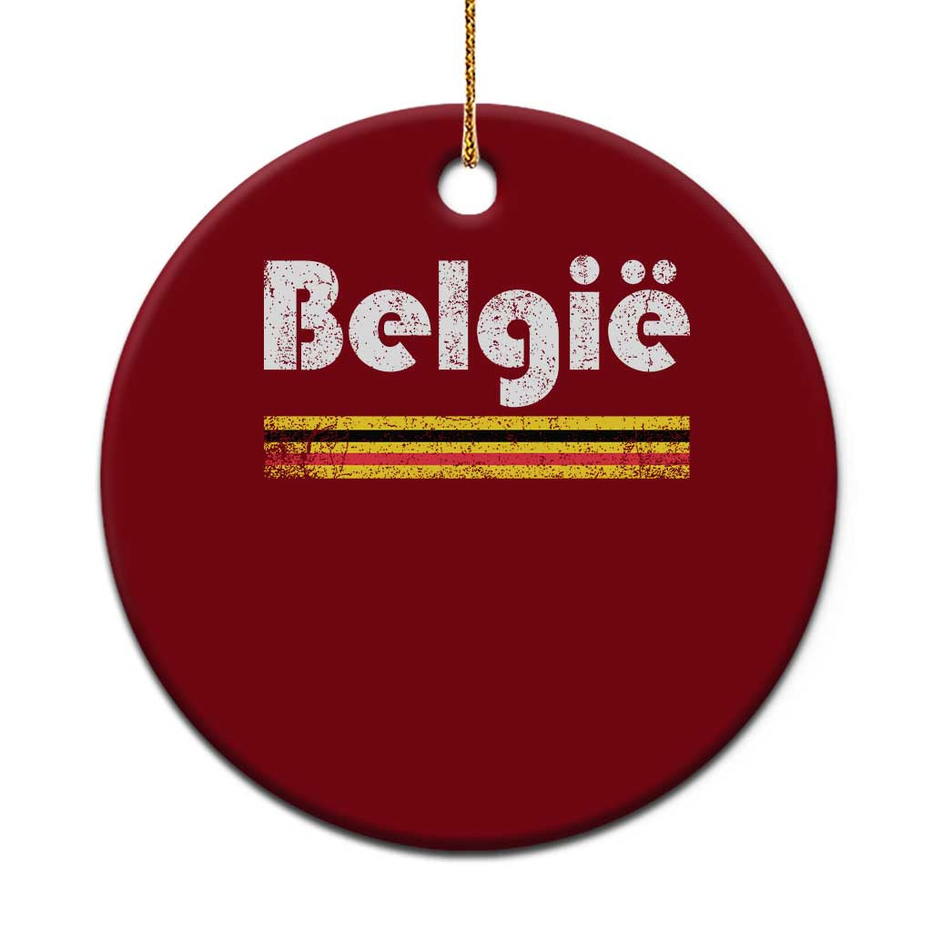 Retro Belgie Belgium Flag Distressed Graphic in Dutch Ceramic Ornament Proud Belgian Heritage and Country Roots Pride Gift