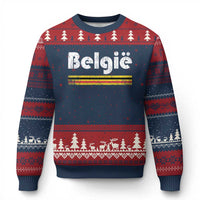 Retro Belgie Belgium Flag Distressed Graphic in Dutch Ugly Christmas Sweater Proud Belgian Heritage and Country Roots Pride Gift
