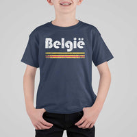 Retro Belgie Belgium Flag Distressed Graphic in Dutch T Shirt For Kid Proud Belgian Heritage and Country Roots Pride Gift