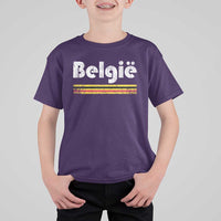Retro Belgie Belgium Flag Distressed Graphic in Dutch T Shirt For Kid Proud Belgian Heritage and Country Roots Pride Gift