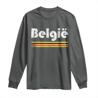 Retro Belgie Belgium Flag Distressed Graphic in Dutch Long Sleeve Shirt Proud Belgian Heritage and Country Roots Pride Gift