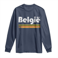 Retro Belgie Belgium Flag Distressed Graphic in Dutch Long Sleeve Shirt Proud Belgian Heritage and Country Roots Pride Gift