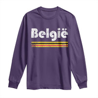 Retro Belgie Belgium Flag Distressed Graphic in Dutch Long Sleeve Shirt Proud Belgian Heritage and Country Roots Pride Gift