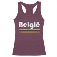 Retro Belgie Belgium Flag Distressed Graphic in Dutch Racerback Tank Top Proud Belgian Heritage and Country Roots Pride Gift