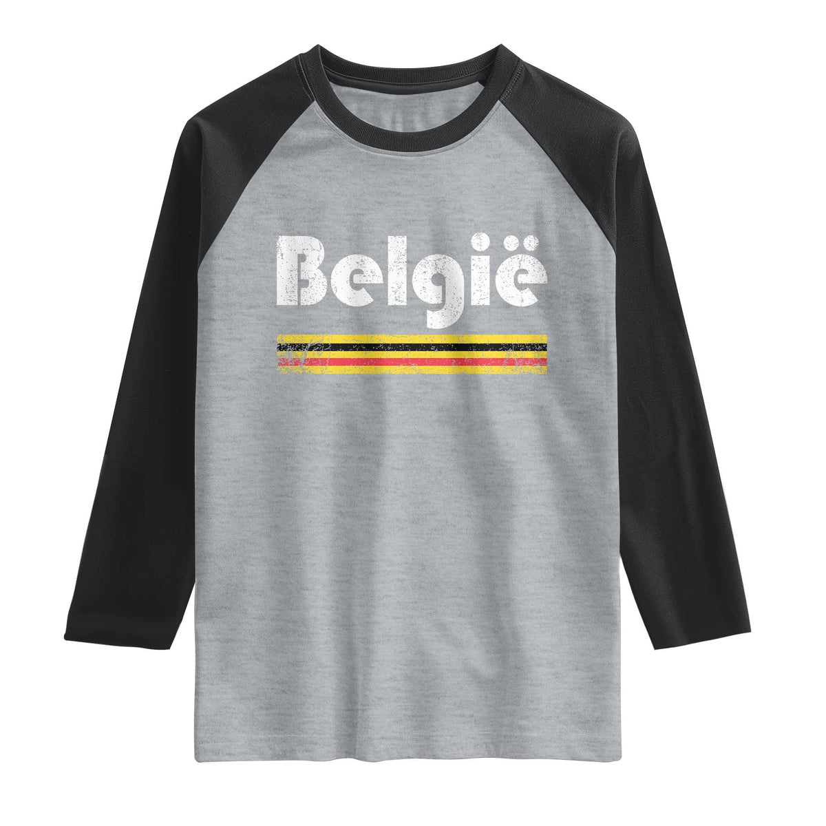 Retro Belgie Belgium Flag Distressed Graphic in Dutch Raglan Shirt Proud Belgian Heritage and Country Roots Pride Gift