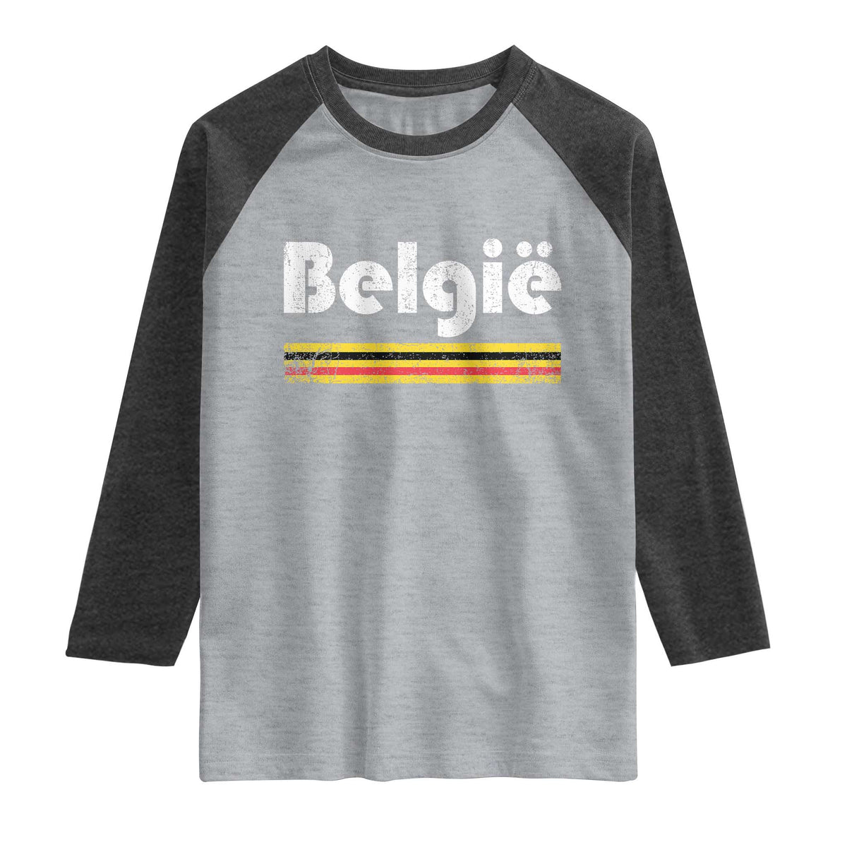 Retro Belgie Belgium Flag Distressed Graphic in Dutch Raglan Shirt Proud Belgian Heritage and Country Roots Pride Gift
