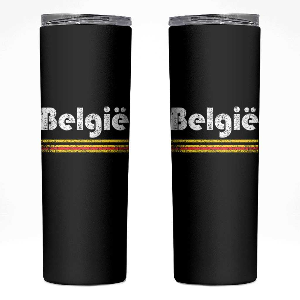 Retro Belgie Belgium Flag Distressed Graphic in Dutch Skinny Tumbler Proud Belgian Heritage and Country Roots Pride Gift