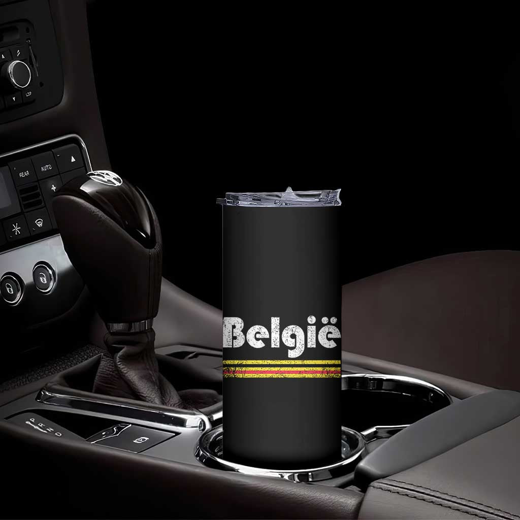 Retro Belgie Belgium Flag Distressed Graphic in Dutch Skinny Tumbler Proud Belgian Heritage and Country Roots Pride Gift