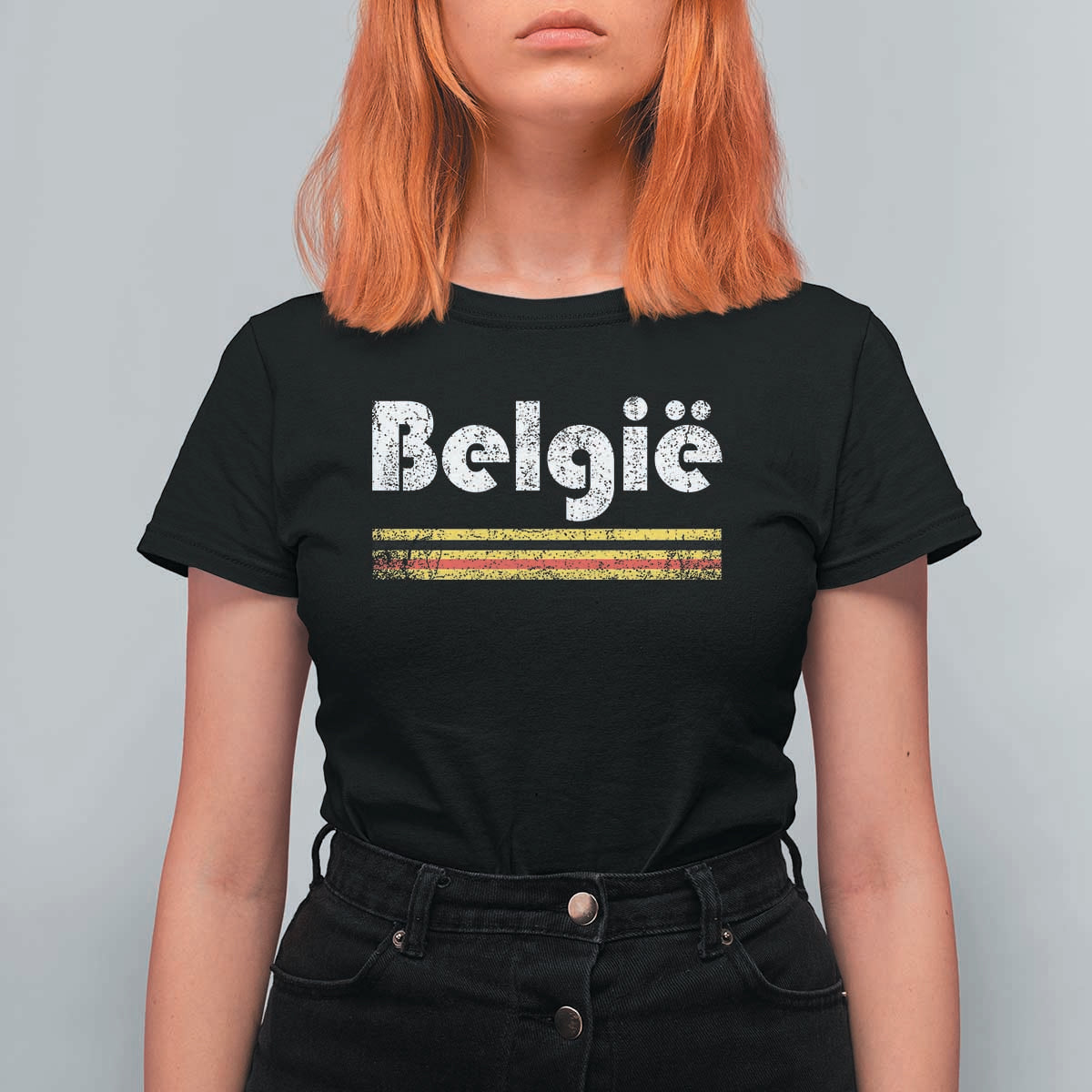 Retro Belgie Belgium Flag Distressed Graphic in Dutch T Shirt For Women Proud Belgian Heritage and Country Roots Pride Gift