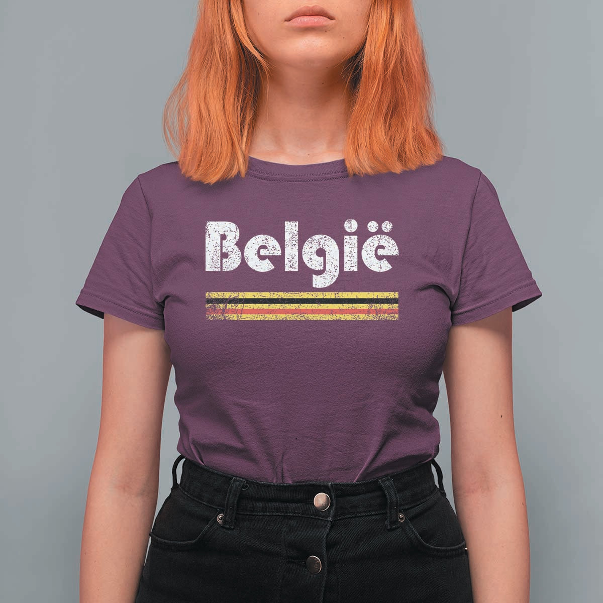 Retro Belgie Belgium Flag Distressed Graphic in Dutch T Shirt For Women Proud Belgian Heritage and Country Roots Pride Gift