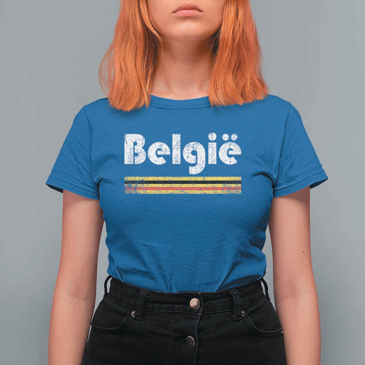 Retro Belgie Belgium Flag Distressed Graphic in Dutch T Shirt For Women Proud Belgian Heritage and Country Roots Pride Gift