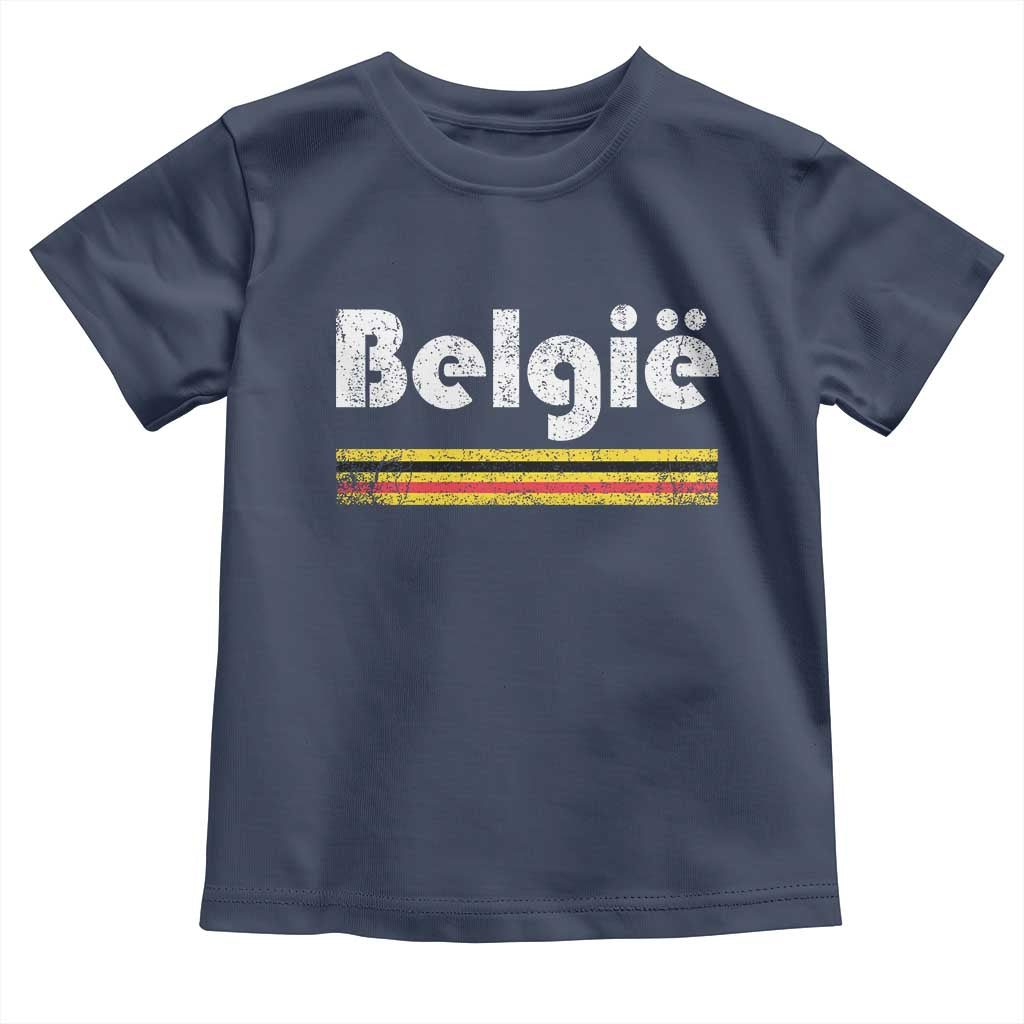 Retro Belgie Belgium Flag Distressed Graphic in Dutch Toddler T Shirt Proud Belgian Heritage and Country Roots Pride Gift