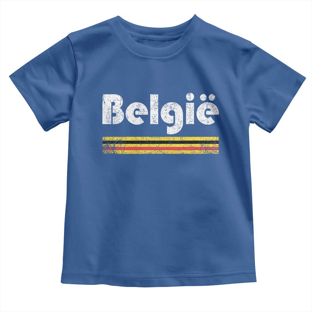 Retro Belgie Belgium Flag Distressed Graphic in Dutch Toddler T Shirt Proud Belgian Heritage and Country Roots Pride Gift