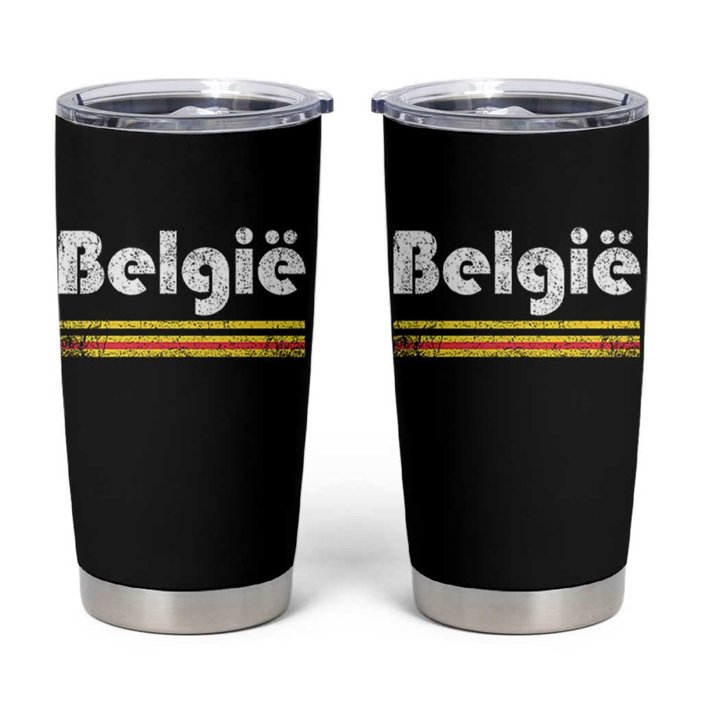 Retro Belgie Belgium Flag Distressed Graphic in Dutch Tumbler Cup Proud Belgian Heritage and Country Roots Pride Gift