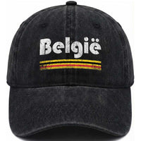 Retro Belgie Belgium Flag Distressed Graphic in Dutch Washed Cotton Baseball Cap Proud Belgian Heritage and Country Roots Pride Gift