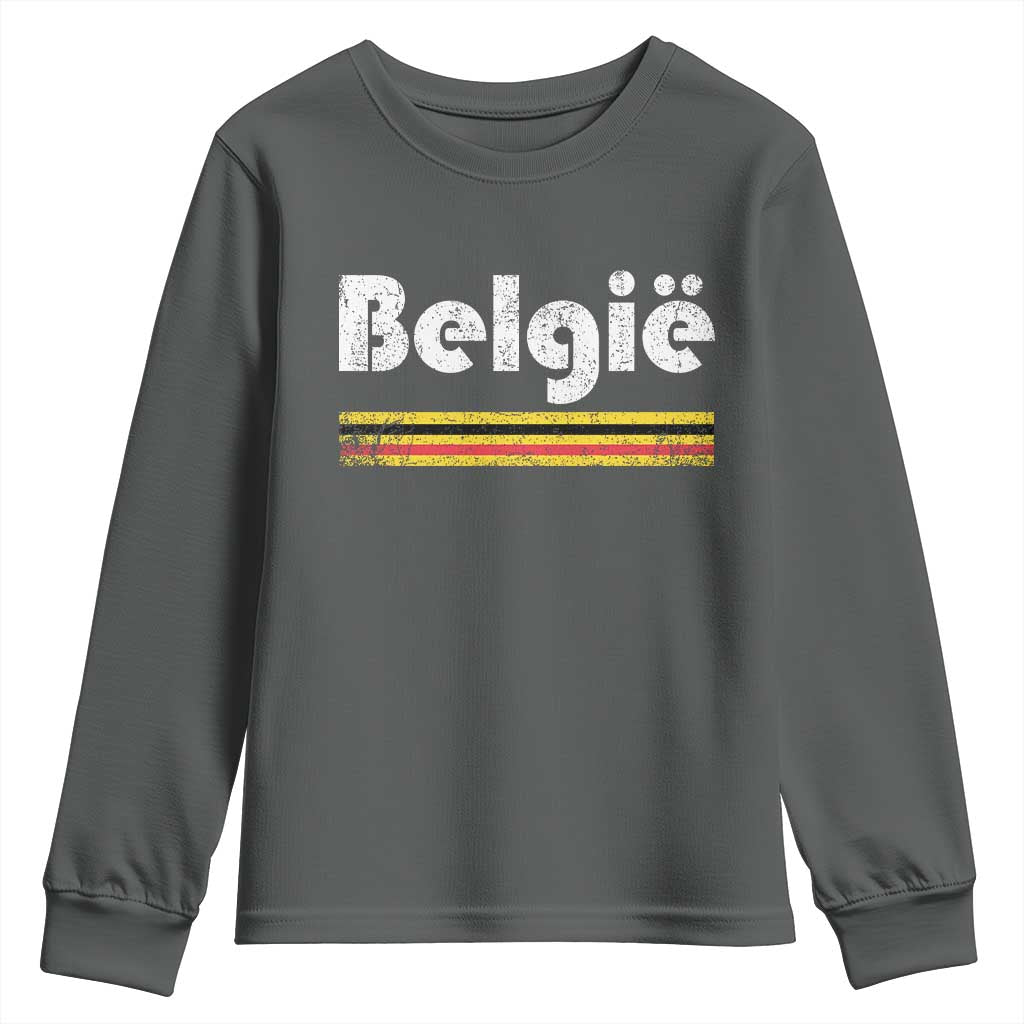Retro Belgie Belgium Flag Distressed Graphic in Dutch Youth Sweatshirt Proud Belgian Heritage and Country Roots Pride Gift