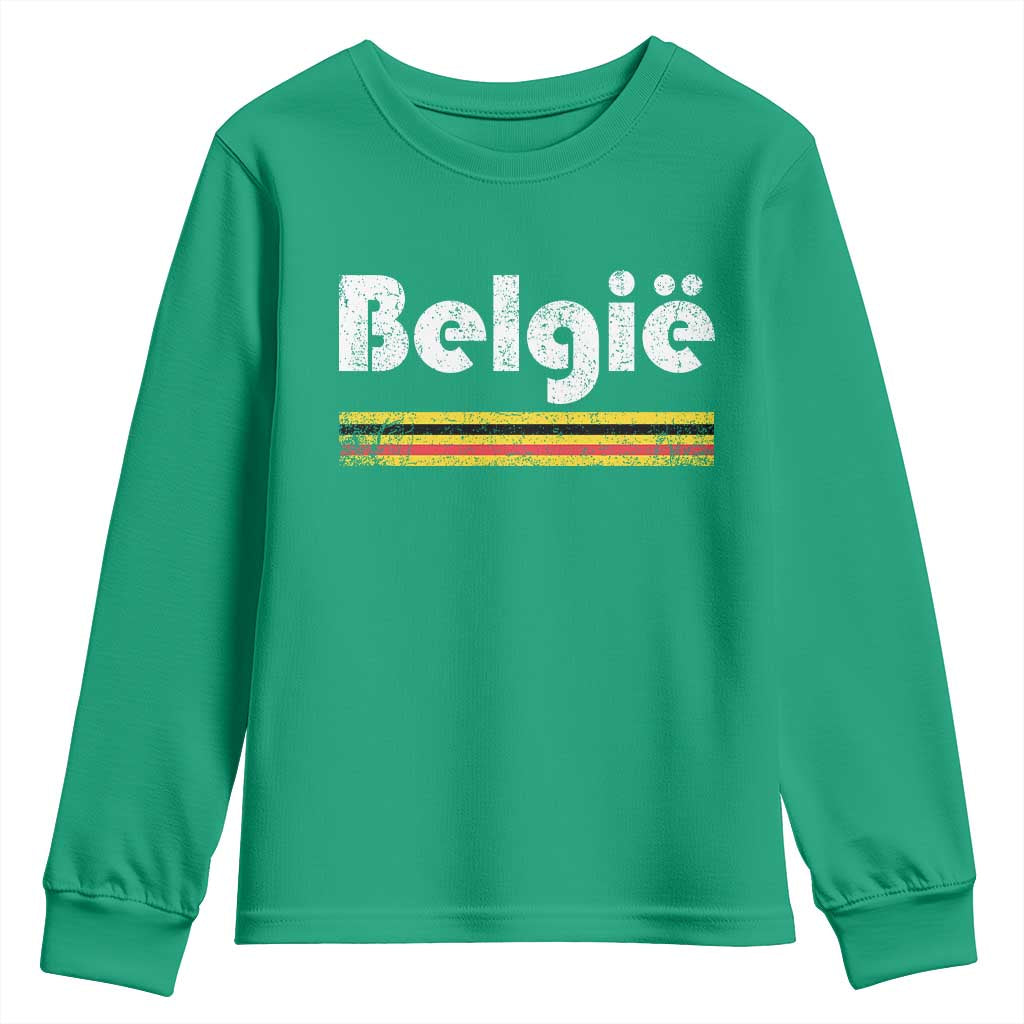 Retro Belgie Belgium Flag Distressed Graphic in Dutch Youth Sweatshirt Proud Belgian Heritage and Country Roots Pride Gift