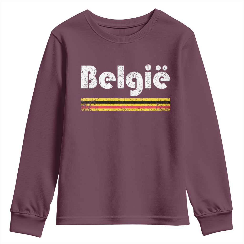 Retro Belgie Belgium Flag Distressed Graphic in Dutch Youth Sweatshirt Proud Belgian Heritage and Country Roots Pride Gift