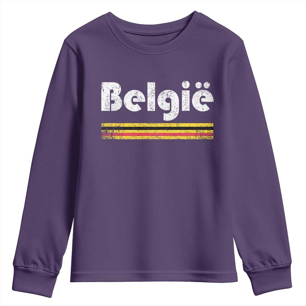 Retro Belgie Belgium Flag Distressed Graphic in Dutch Youth Sweatshirt Proud Belgian Heritage and Country Roots Pride Gift