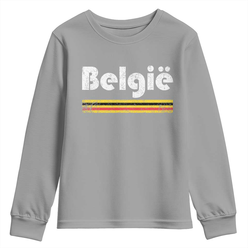 Retro Belgie Belgium Flag Distressed Graphic in Dutch Youth Sweatshirt Proud Belgian Heritage and Country Roots Pride Gift