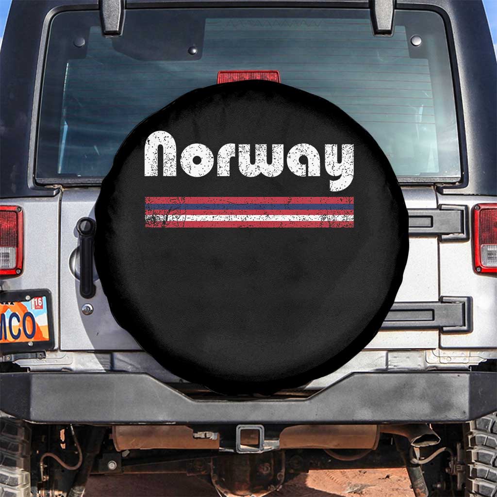 Vintage Norway Pride Distressed Norwegian Flag Typography Graphic Spare Tire Cover