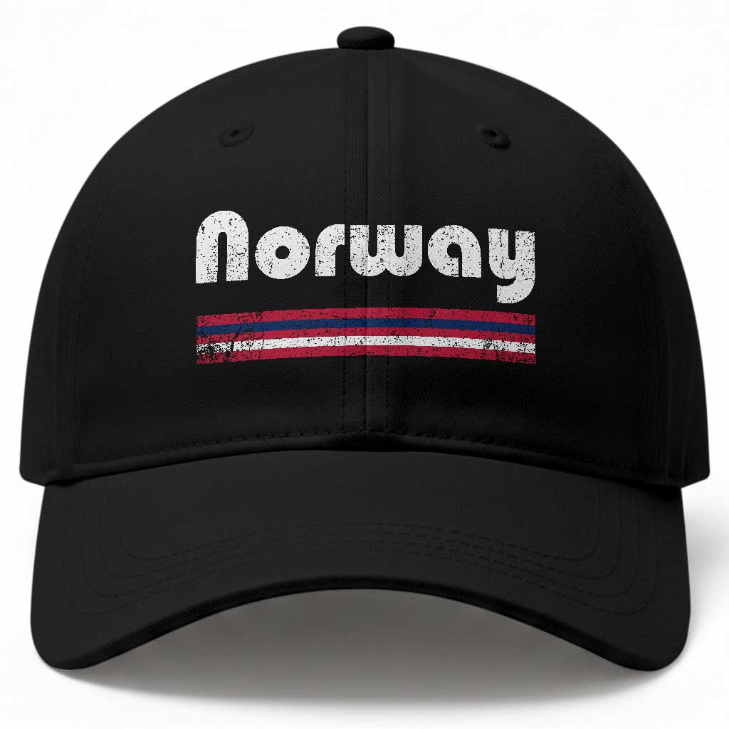 Vintage Norway Pride Distressed Norwegian Flag Typography Graphic Baseball Cap