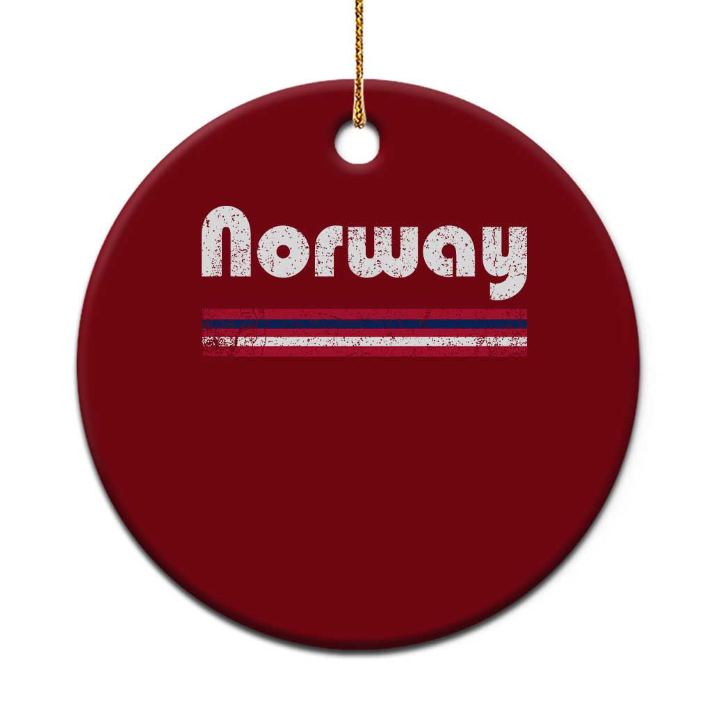 Vintage Norway Pride Distressed Norwegian Flag Typography Graphic Ceramic Ornament