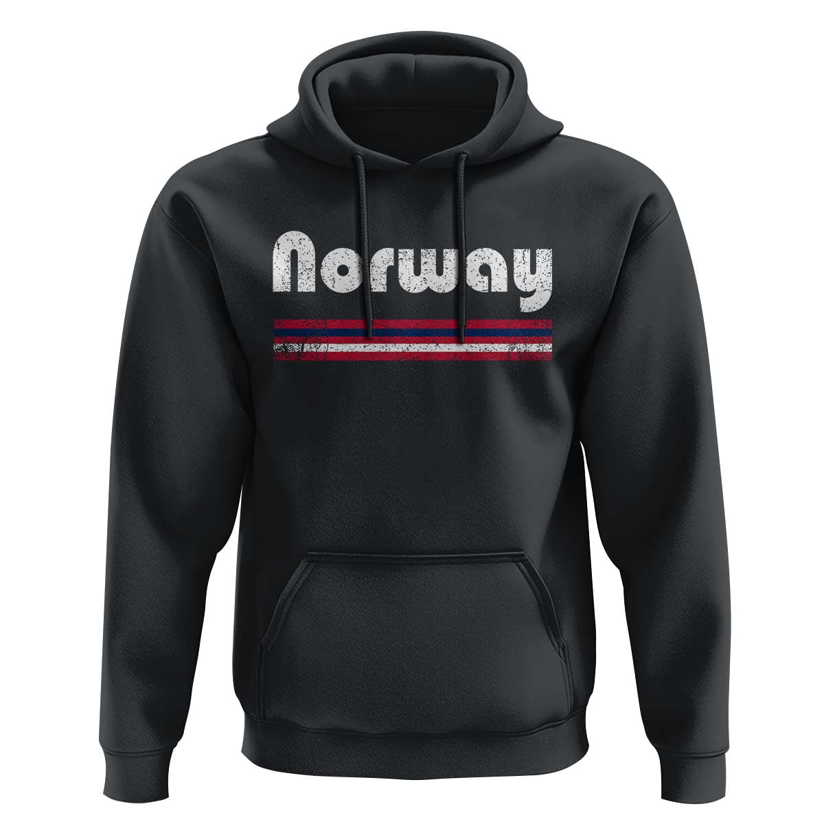 Vintage Norway Pride Distressed Norwegian Flag Typography Graphic Hoodie