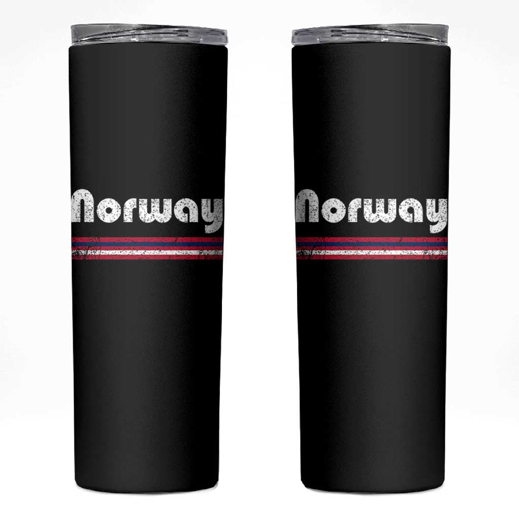 Vintage Norway Pride Distressed Norwegian Flag Typography Graphic Skinny Tumbler