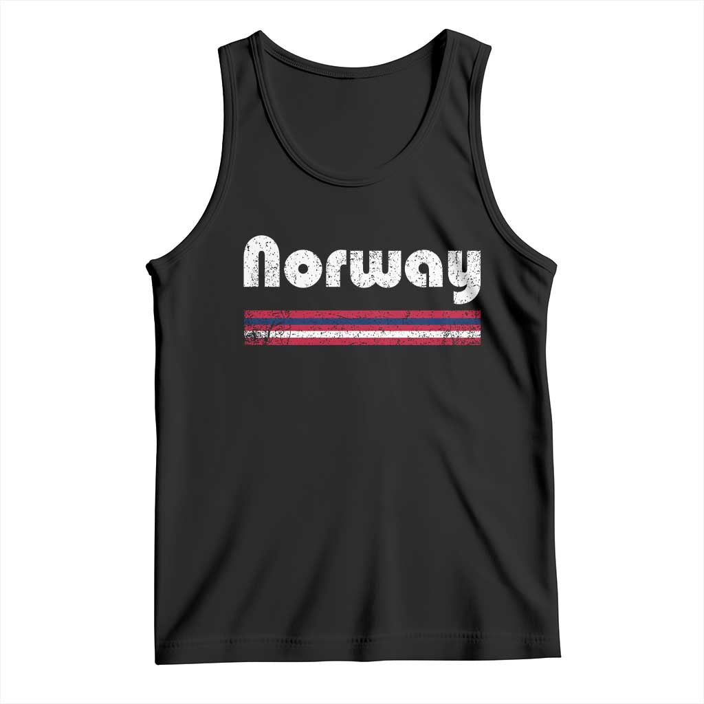 Vintage Norway Pride Distressed Norwegian Flag Typography Graphic Tank Top