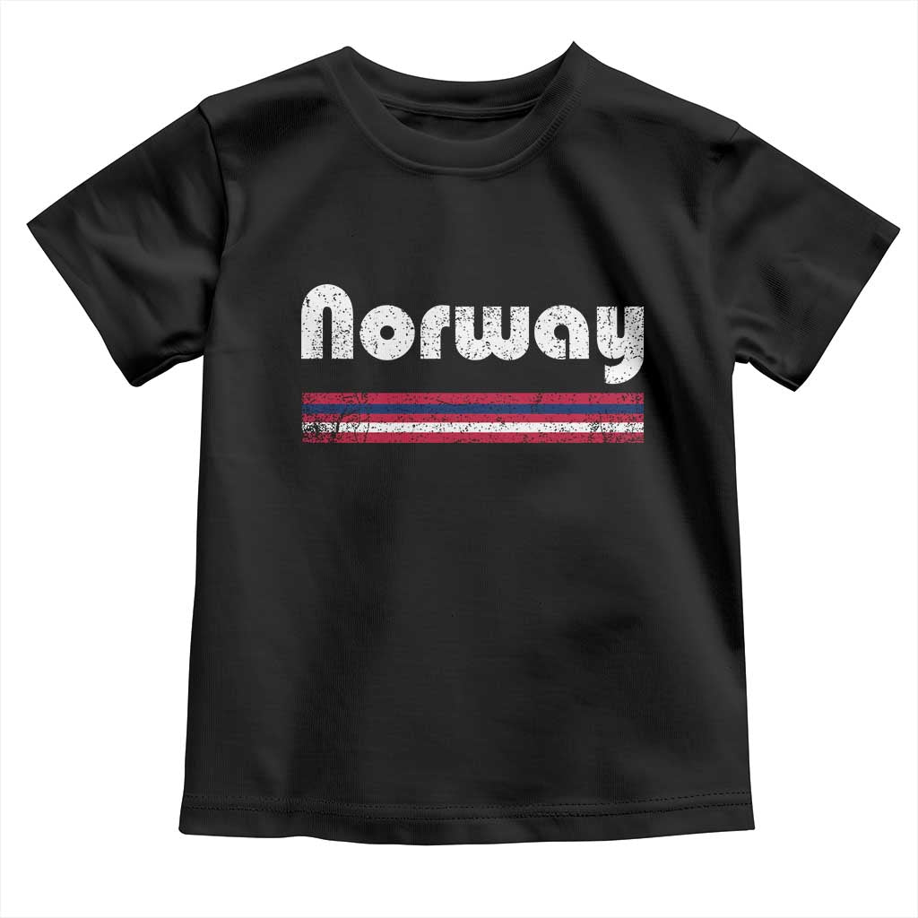 Vintage Norway Pride Distressed Norwegian Flag Typography Graphic Toddler T Shirt