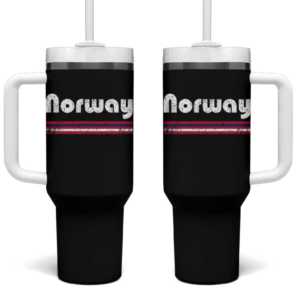 Vintage Norway Pride Distressed Norwegian Flag Typography Graphic Tumbler With Handle