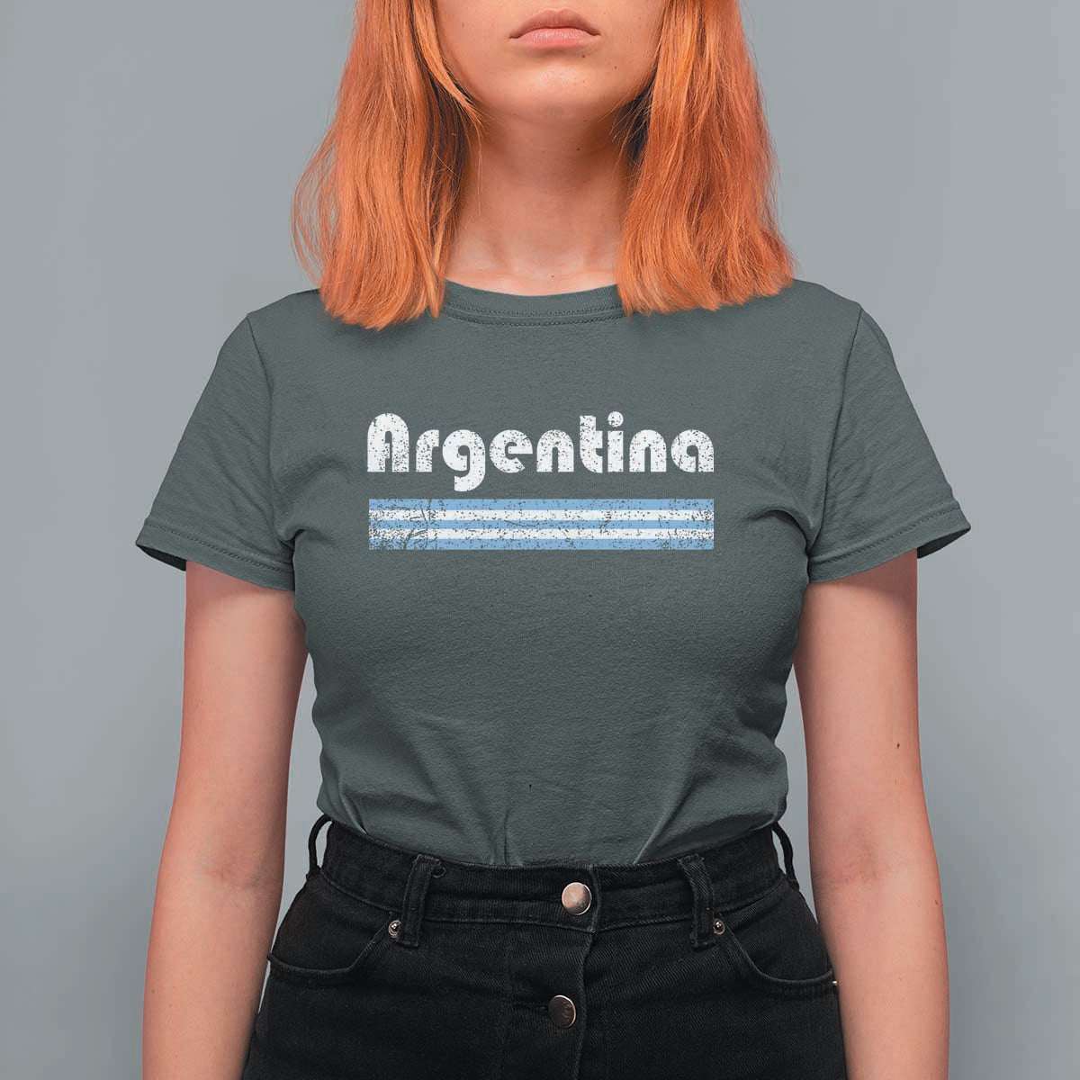 Vintage Argentina Retro Distressed Graphic T Shirt For Women Patriotic Argentine Heritage Pride Souvenir