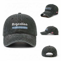 Vintage Argentina Retro Distressed Graphic Washed Cotton Baseball Cap Patriotic Argentine Heritage Pride Souvenir