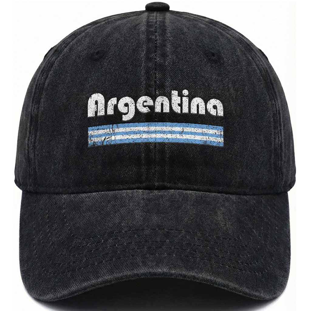 Vintage Argentina Retro Distressed Graphic Washed Cotton Baseball Cap Patriotic Argentine Heritage Pride Souvenir