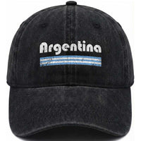 Vintage Argentina Retro Distressed Graphic Washed Cotton Baseball Cap Patriotic Argentine Heritage Pride Souvenir