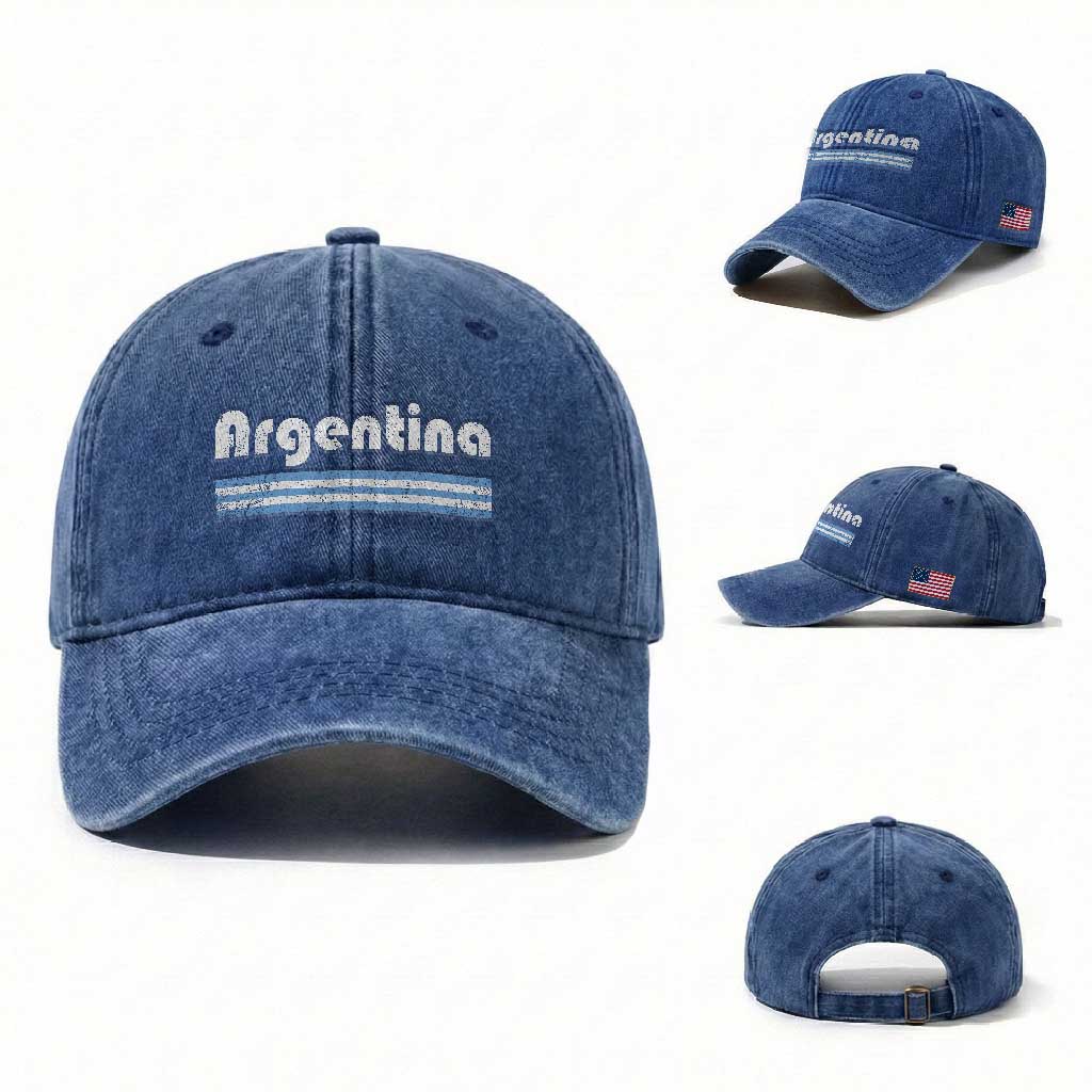 Vintage Argentina Retro Distressed Graphic Washed Cotton Baseball Cap Patriotic Argentine Heritage Pride Souvenir